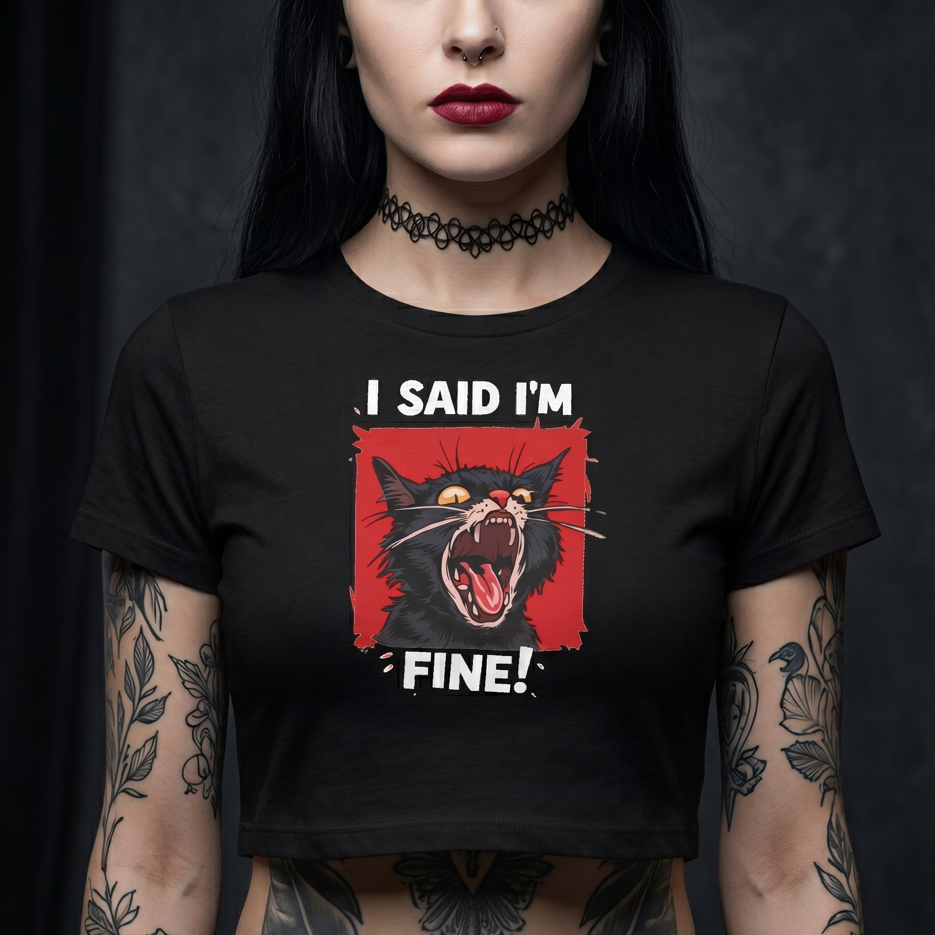 Cropped Shirt „I Said I’m Fine“