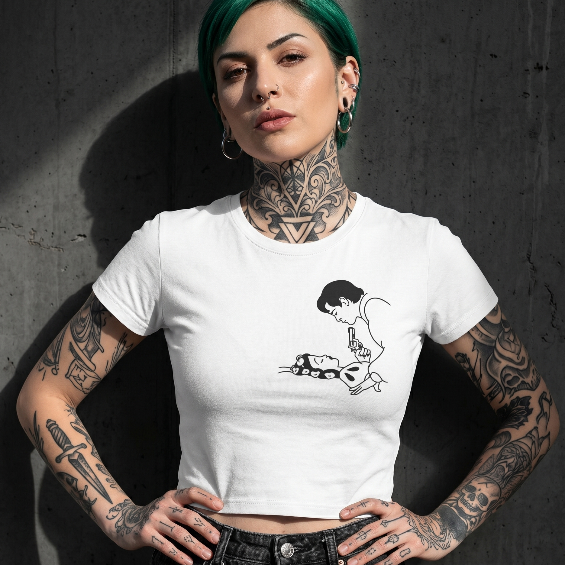 Cropped Shirt „Retro Drama“