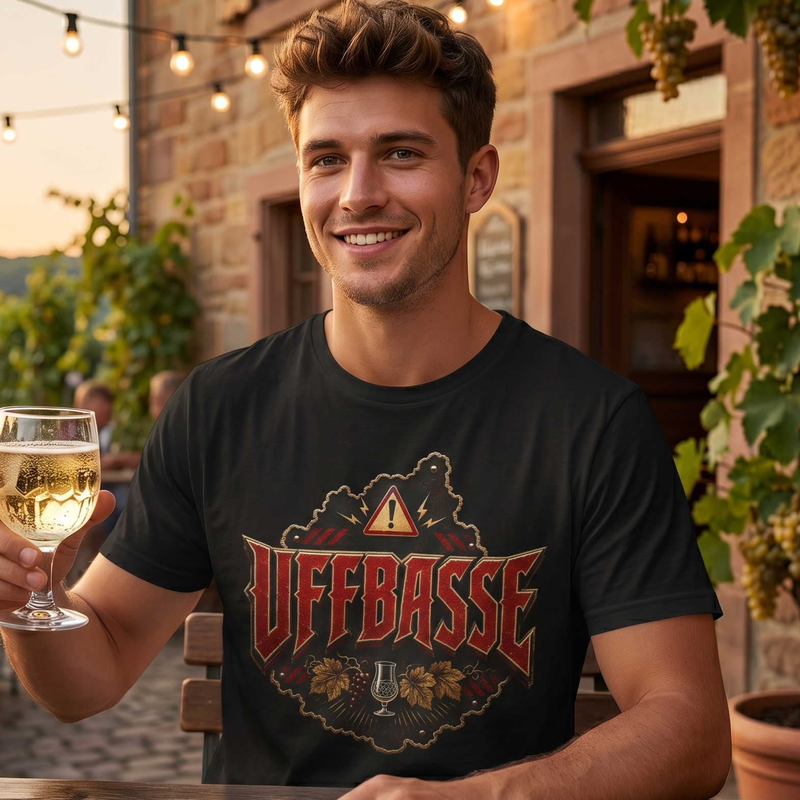 Herren T-Shirt „Uffbasse“ – Pfalz Collection | Pfälzer Dialekt Shirt