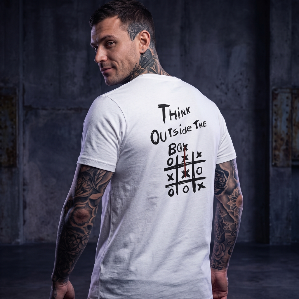 Herren T-Shirt „Think Outside The Box“ Backprint