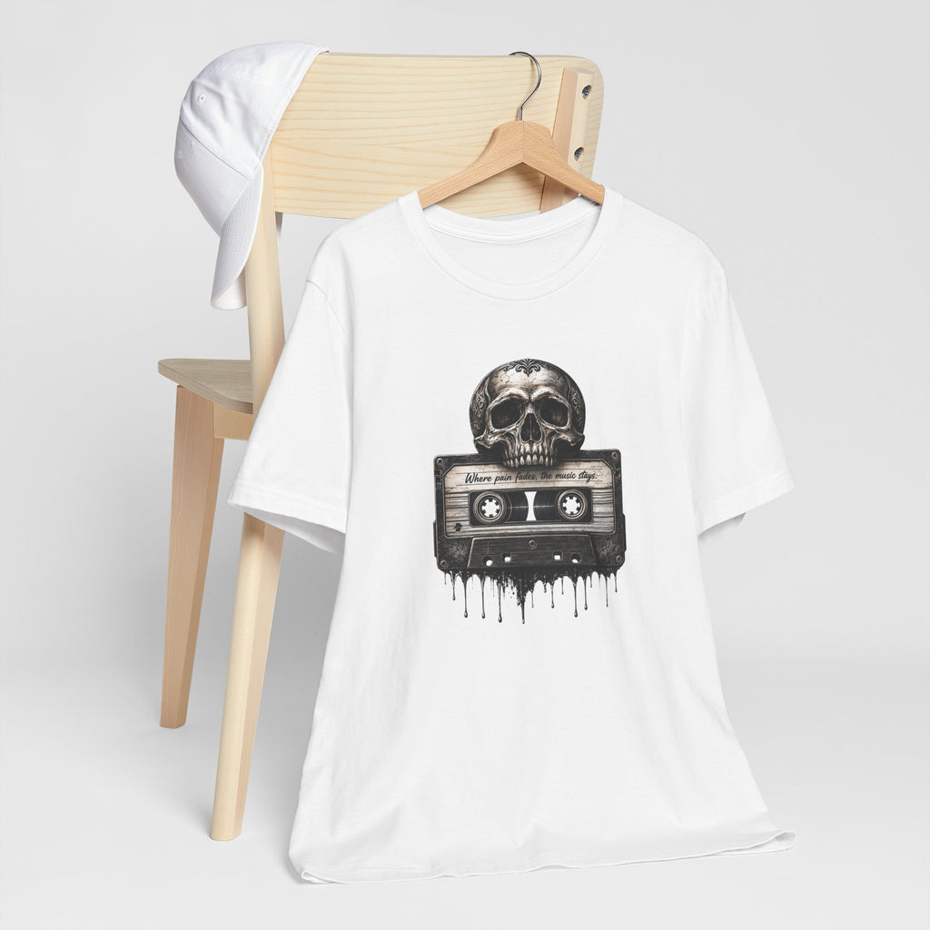 Herren T-Shirt Totenkopf Kassette Musik Design