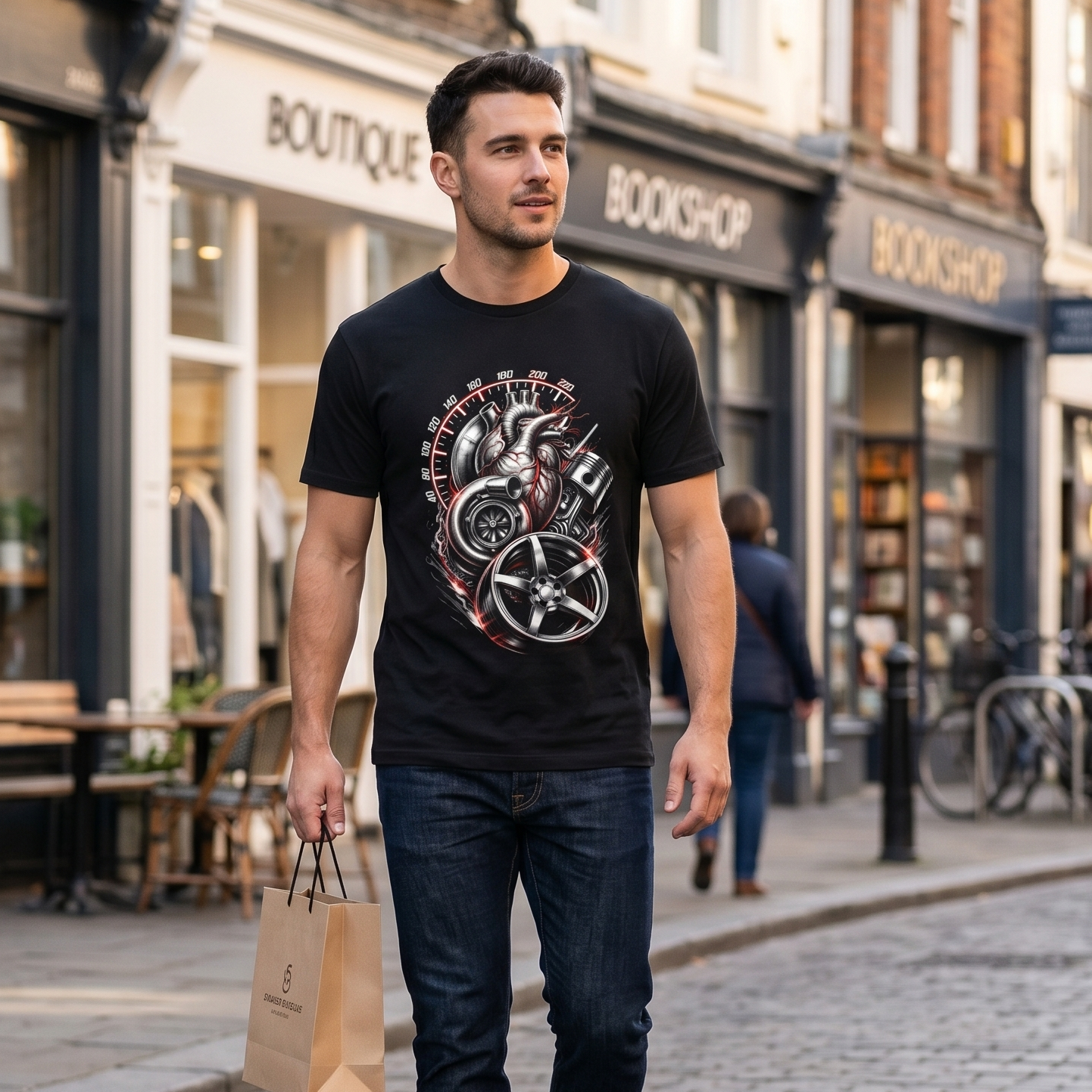 Herren T-Shirt Motor Herz Tuning Design