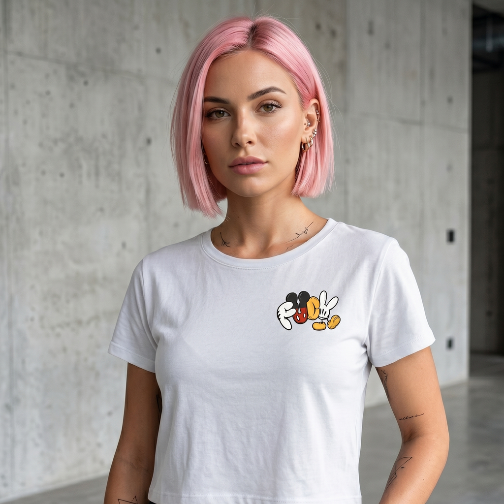 Cropped Shirt „Comic Mouse“