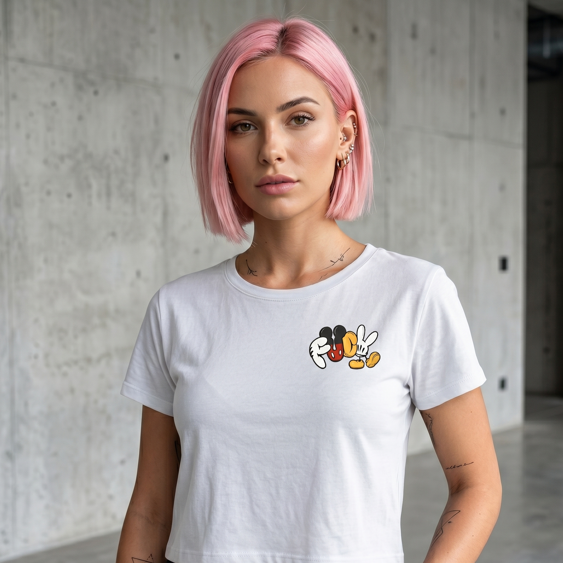 Cropped Shirt „Comic Mouse“
