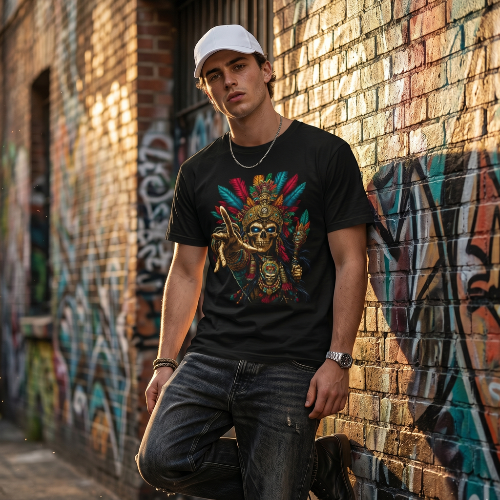 Herren T-Shirt Voodoo Skull Schamane Design