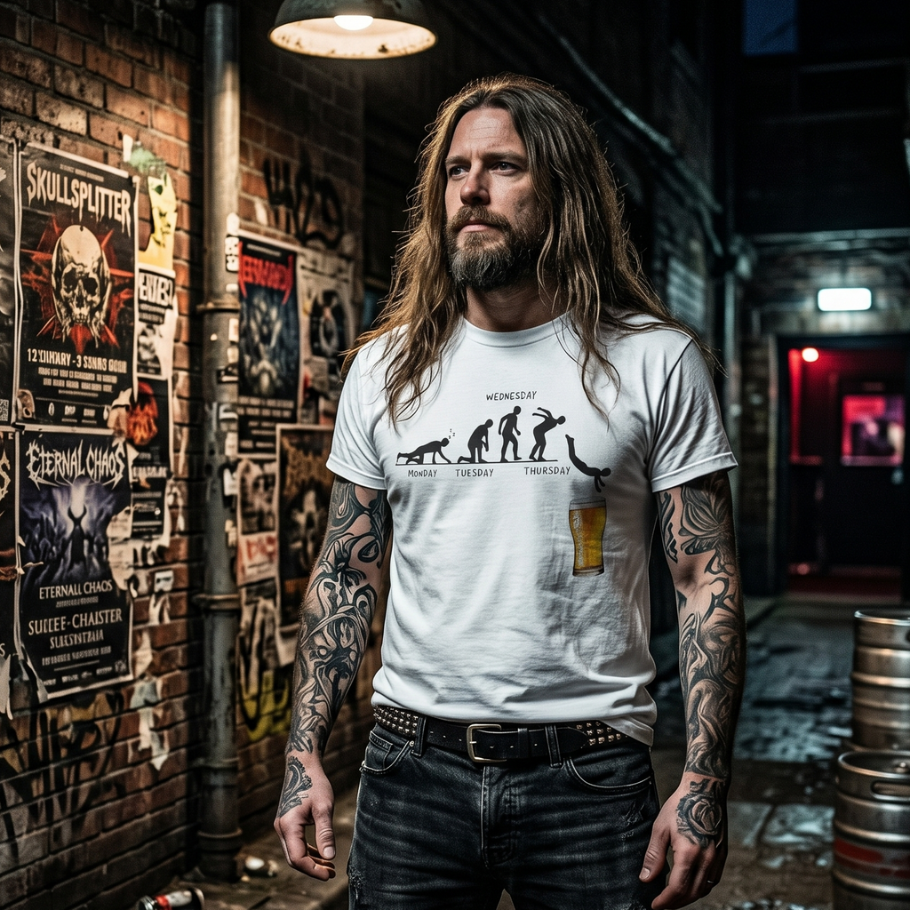 Herren T-Shirt Wochen Evolution Bier Motiv