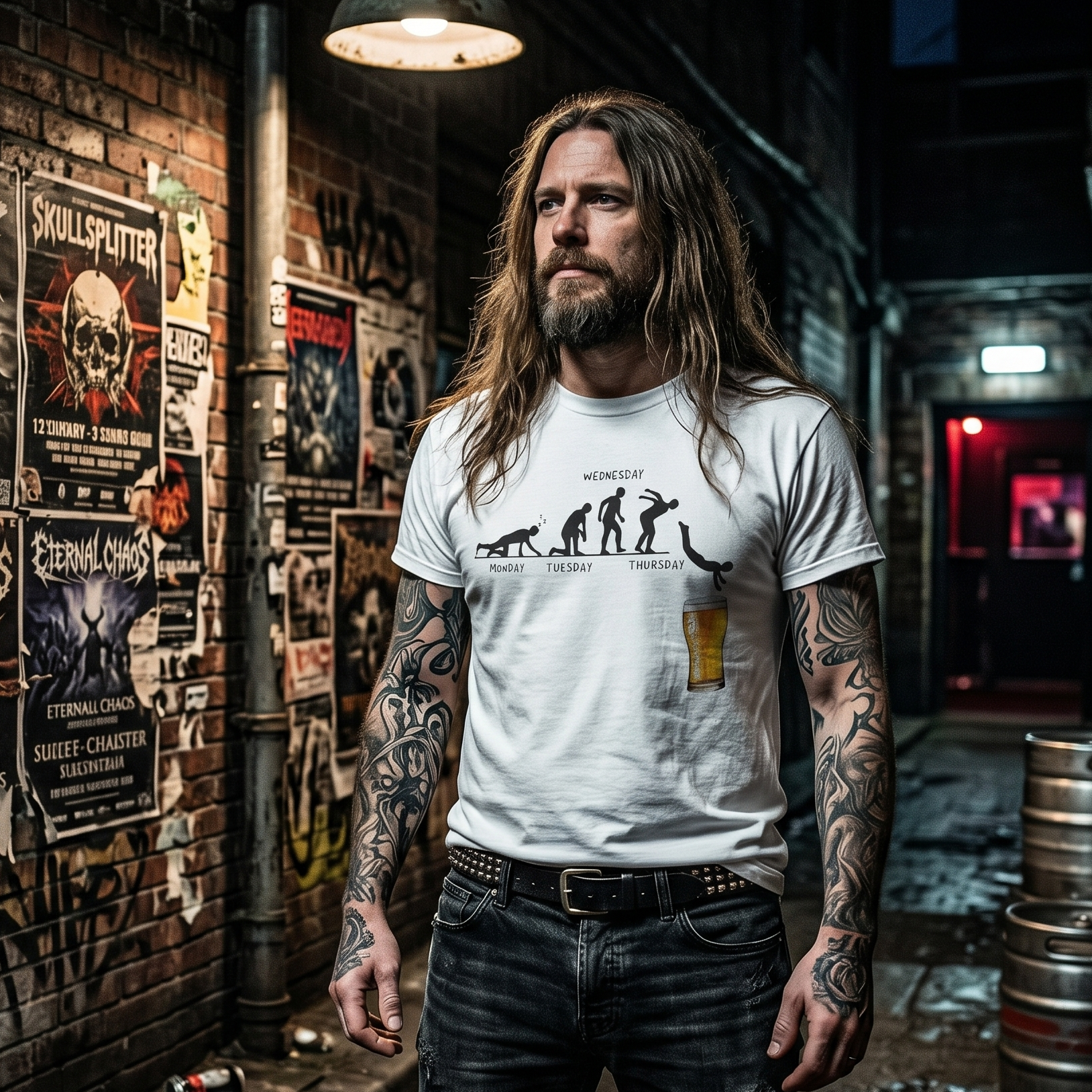 Herren T-Shirt Wochen Evolution Bier Motiv