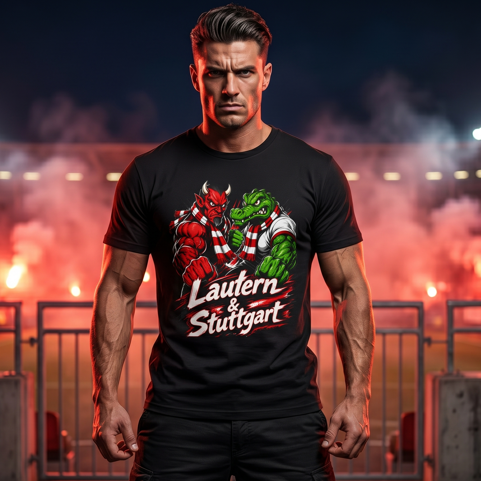 Herren T-Shirt „Lautern & Stuttgart“ Fanmotiv