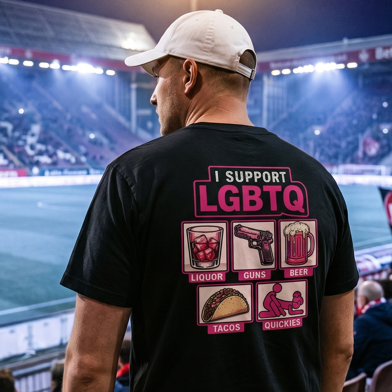 Herren T-Shirt „I Support LGBTQ“ Backprint