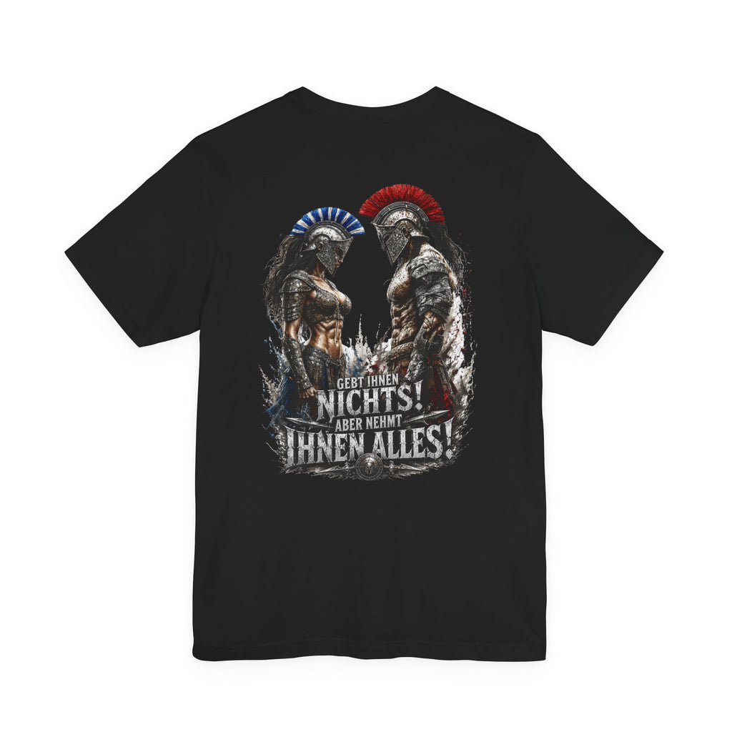 Sparta Herren T-Shirt – Front & Back Print – „Gebt ihnen nichts“