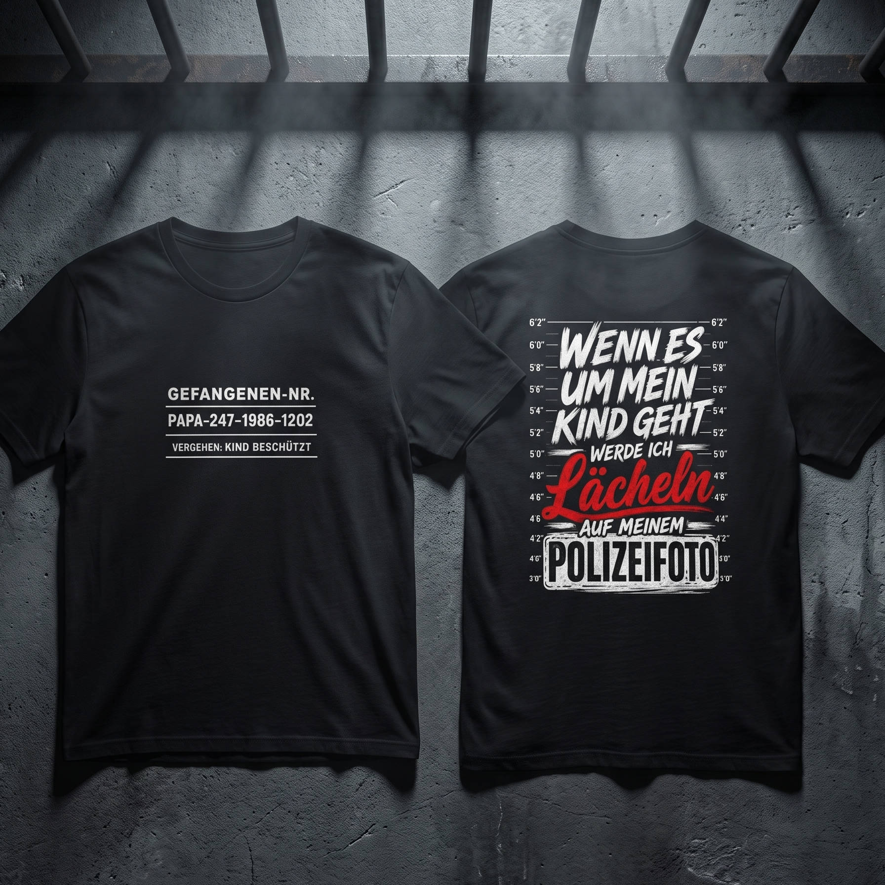 Personalisiertes Papa Gefängnis T-Shirt – „Wenn es um mein Kind geht“