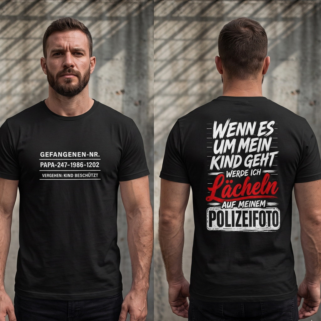 Personalisiertes Papa Gefängnis T-Shirt – „Wenn es um mein Kind geht“