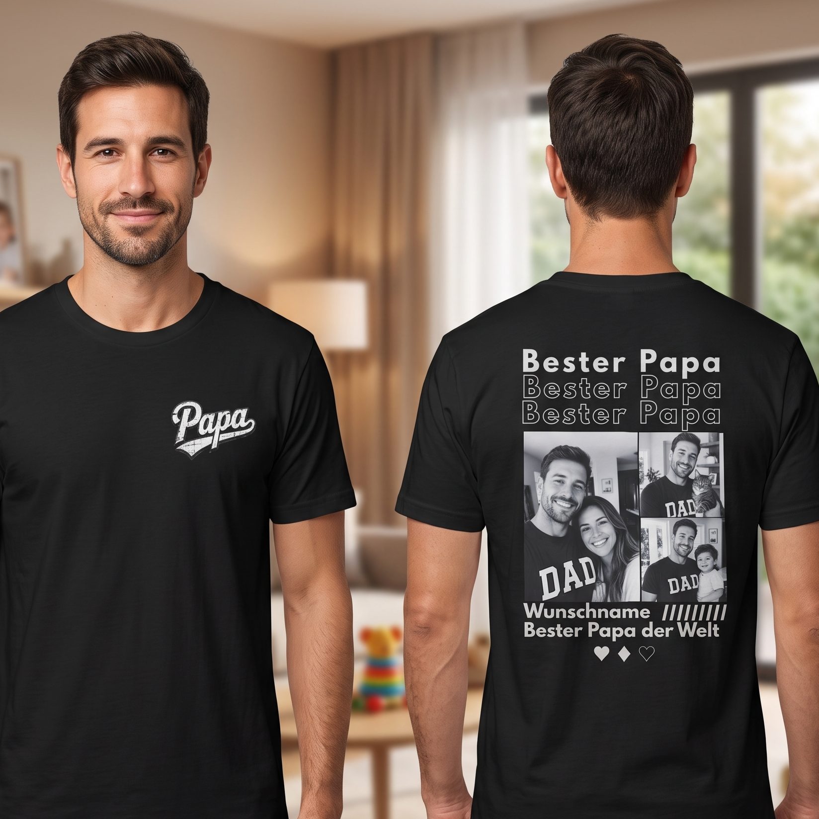 Personalisiertes Papa T-Shirt mit Fotos – Bester Papa der Welt
