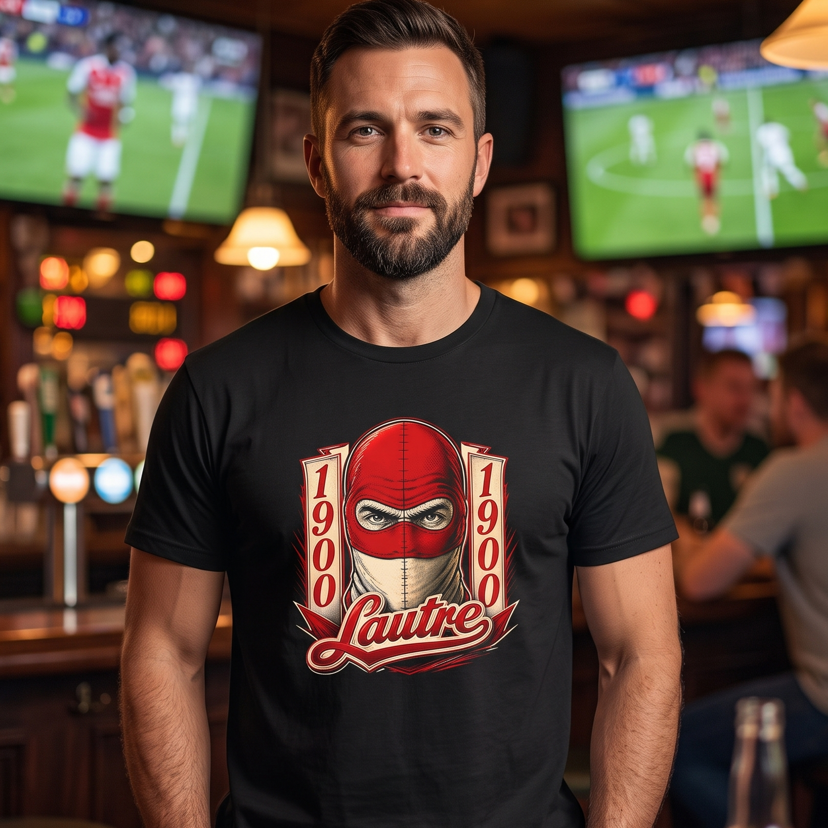 Lautre 1900 Herren T-Shirt – Rotes Maskenmotiv