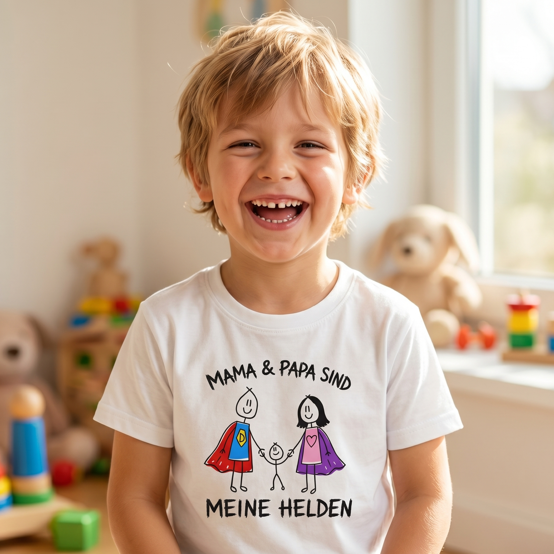 Kinder T-Shirt „Mama & Papa sind meine Helden“