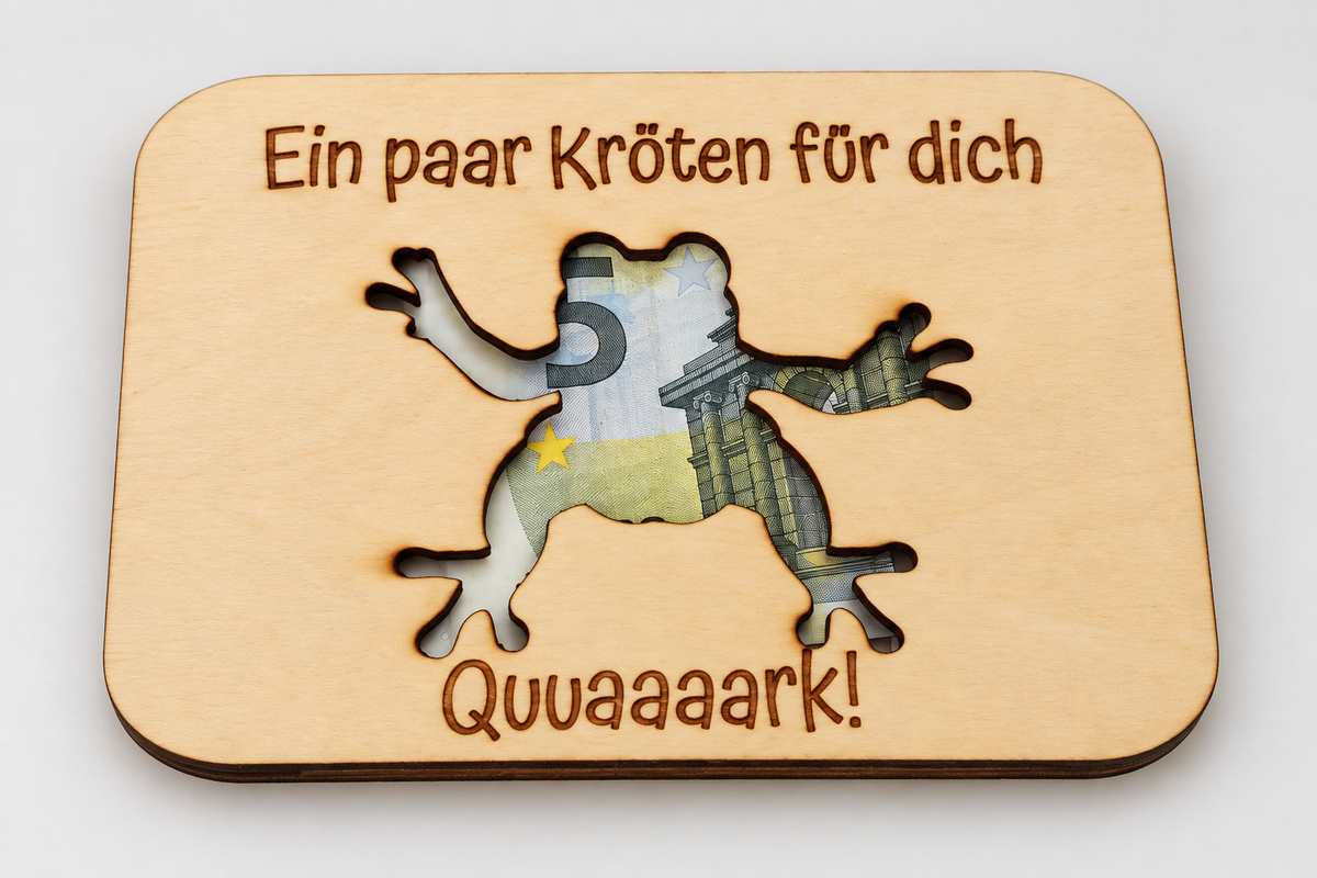 Holz-Geldgeschenk „Ein paar Kröten für dich“