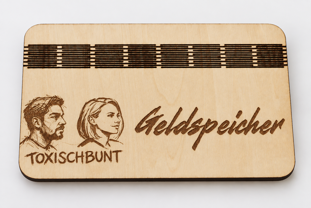 Holz-Aufsteller „Geldspeicher“