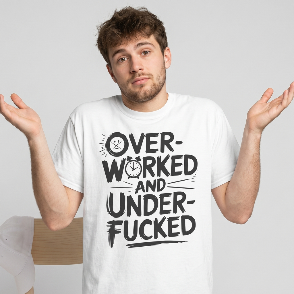 Herren T-Shirt „Overworked and Underfucked“