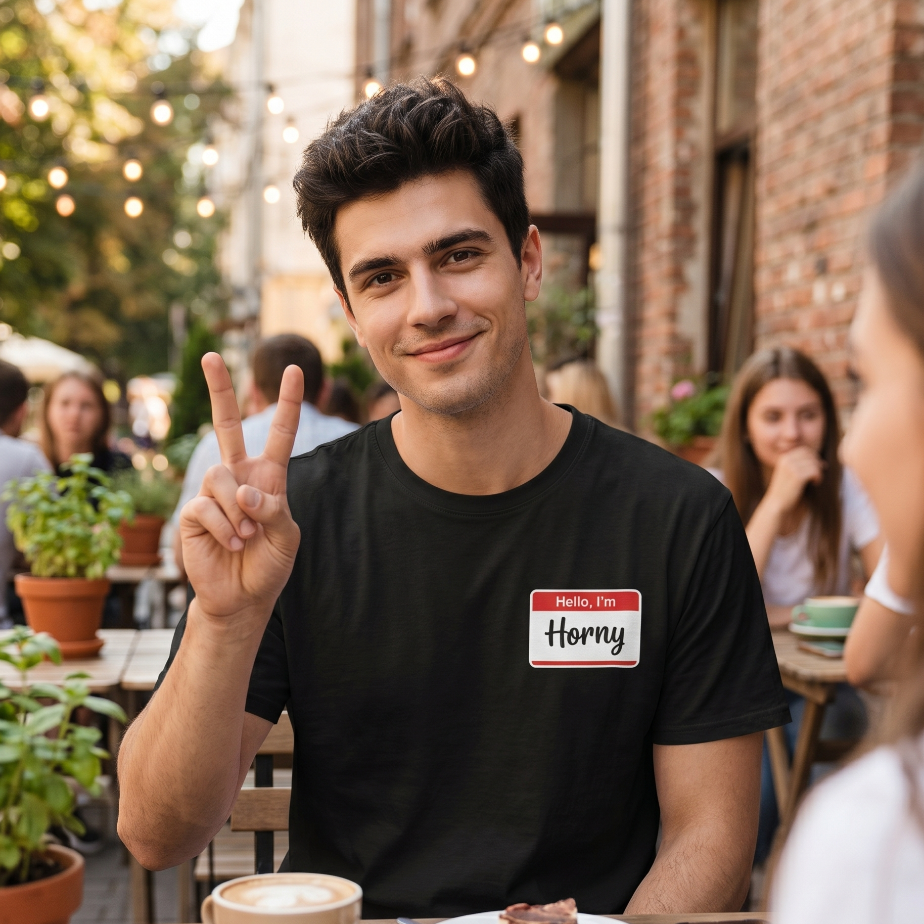 Herren T-Shirt „Hello, I’m Horny“