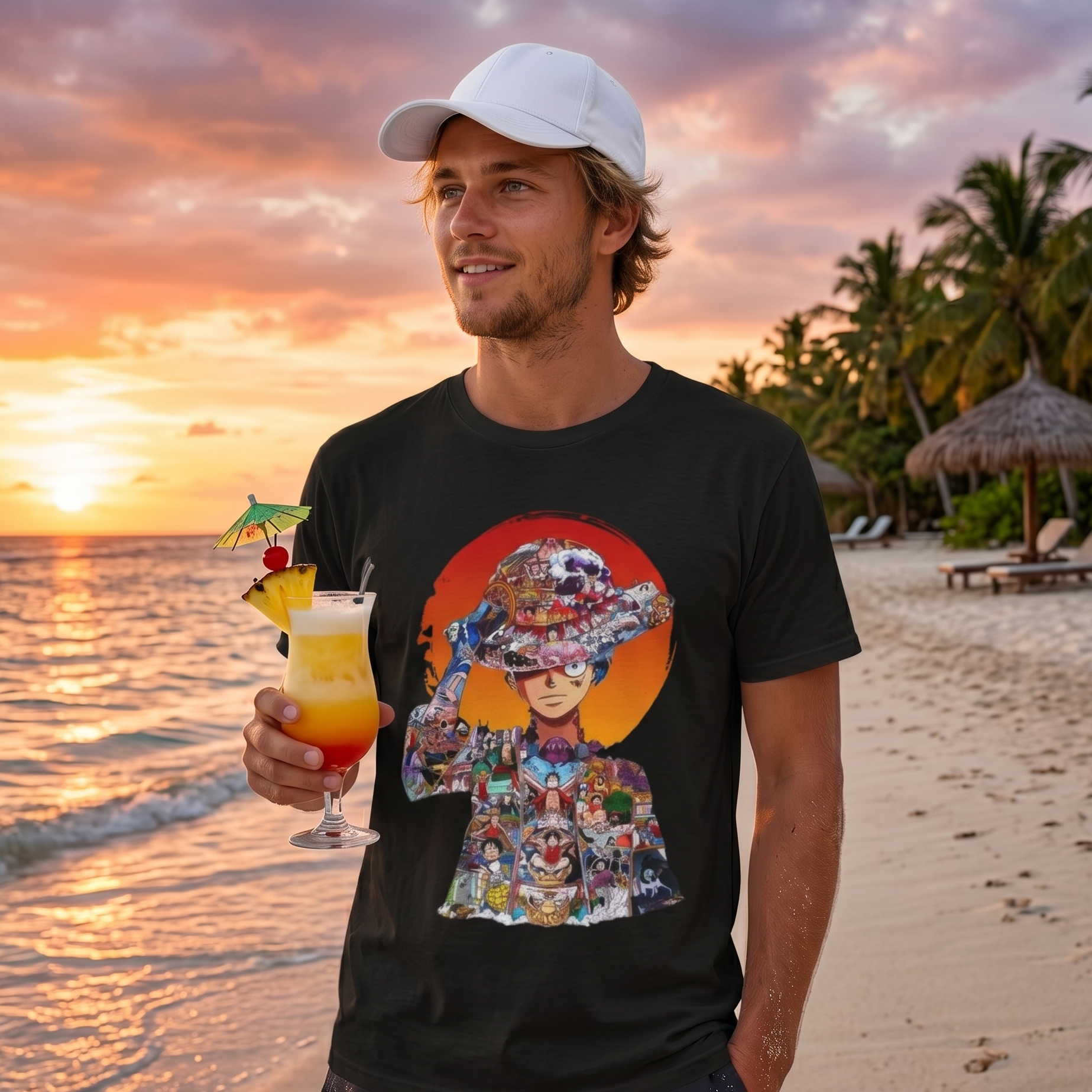Herren T-Shirt „Anime Pirate Collage“