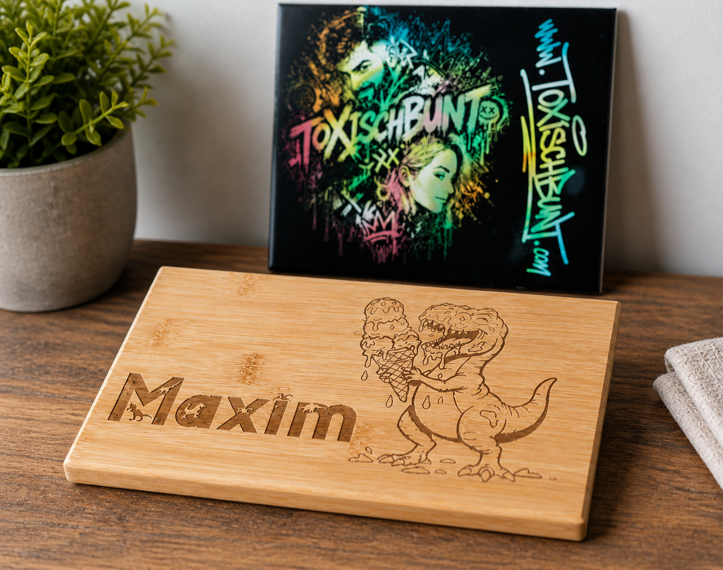 Personalisiertes Vesperbrettchen 24×14 cm – Schneidebrett mit Wunschmotiv, Name oder Text